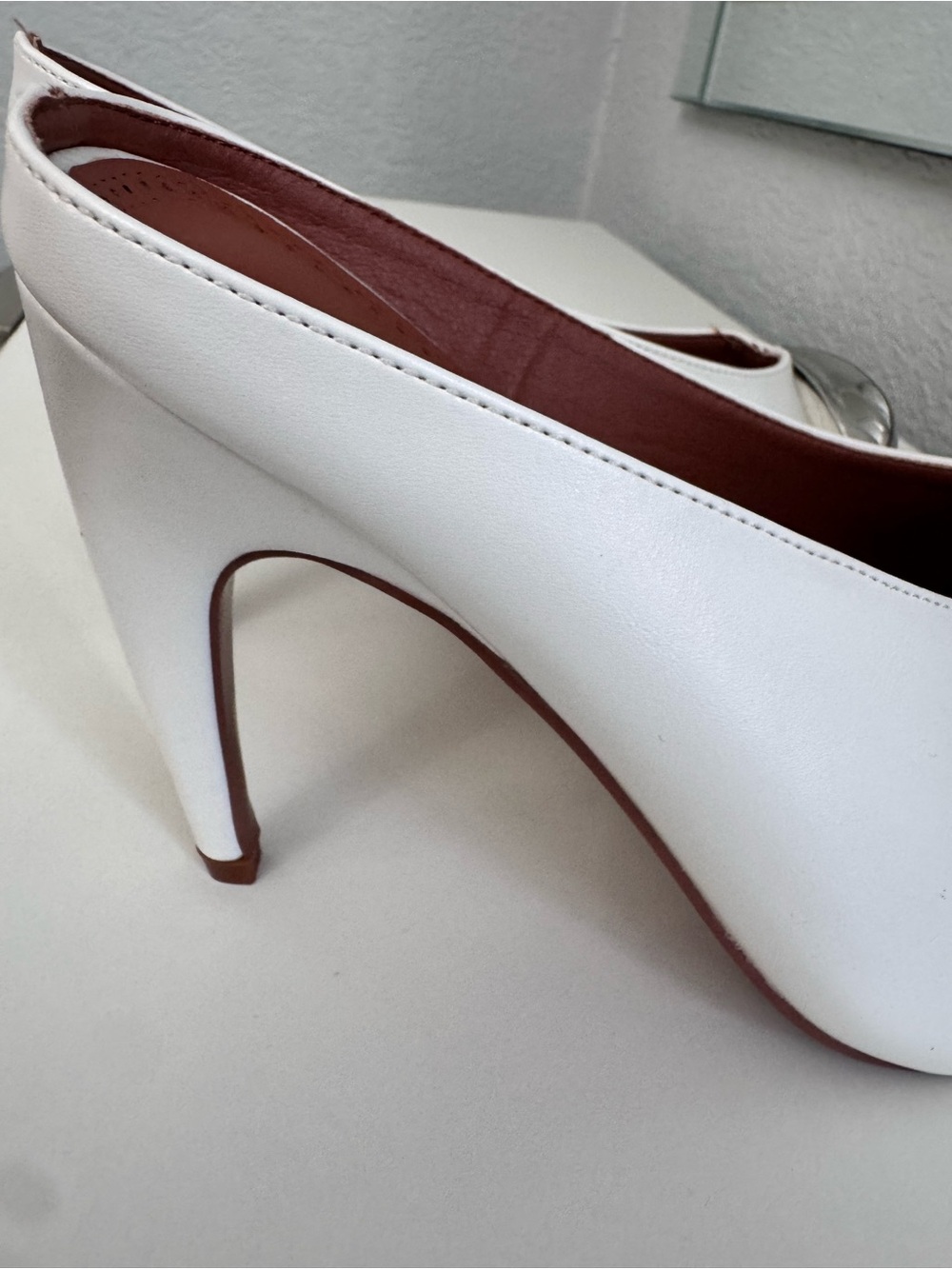 White OpenToe Statement Heel with Silver Accent - Picture 4 of 10